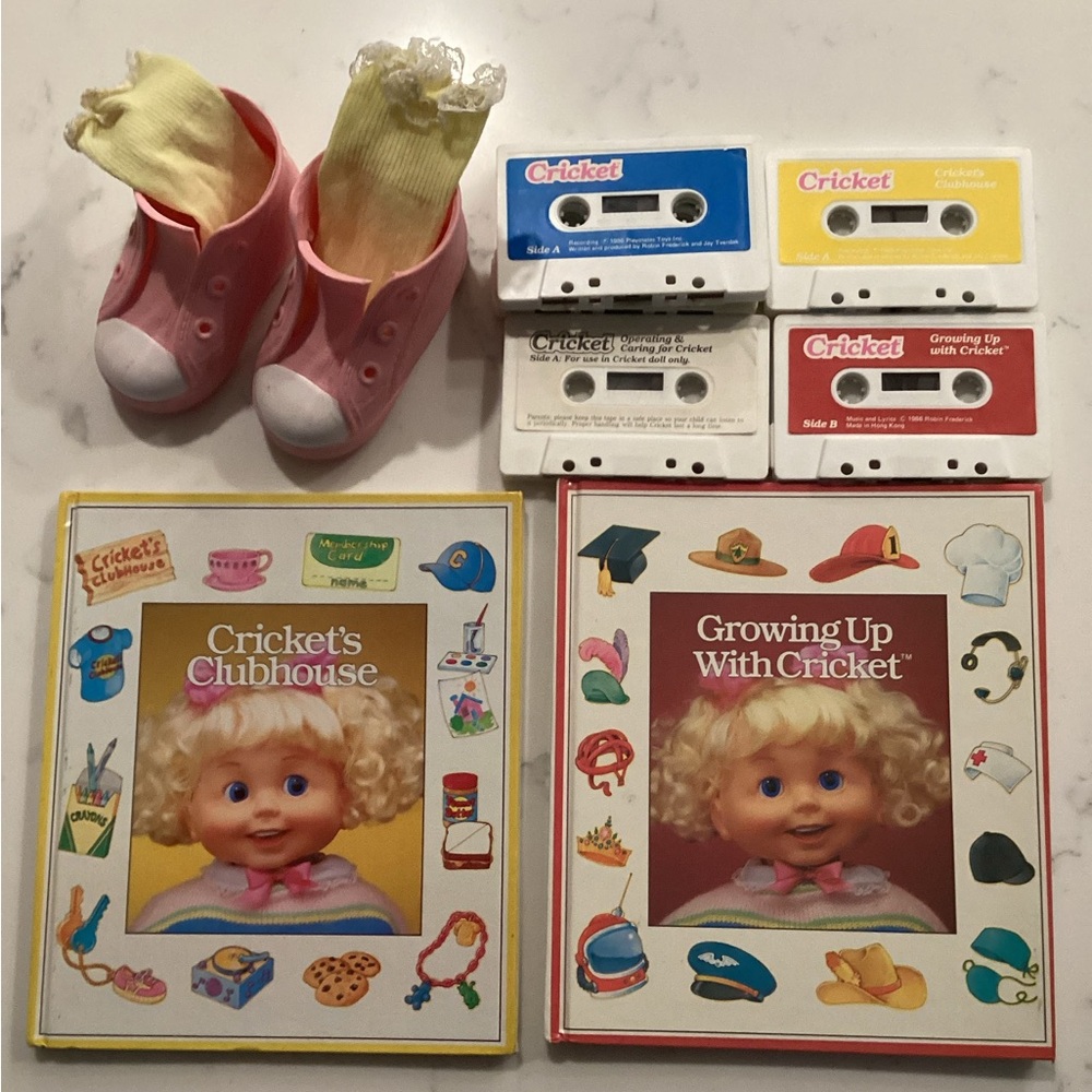Cricket Doll Accessories Set with Pink Shoes, Story Tapes and Books
